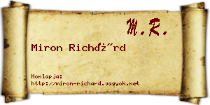 Miron Richárd névjegykártya